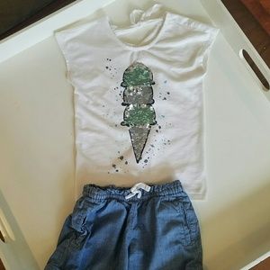 Girls Justice Top and Lands End Shorts in Size 8.